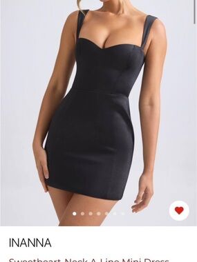 INANNA Black Sweetheart Neck A-Line Mini Dress